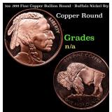 1oz .999 Fine Copper Bullion Round - Buffalo Nicke