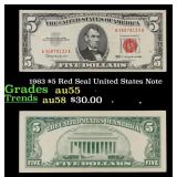 1963 $5 Red Seal United States Note Grades Choice