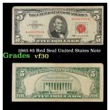 1963 $5 Red Seal United States Note Grades vf++