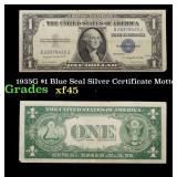 1935G No Motto $1 Blue Seal Silver Certificate Gra