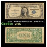 1935C $1 Blue Seal Silver Certificate Grades vf+