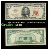 1963 $5 Red Seal United States Note Grades xf