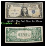 1935E $1 Blue Seal Silver Certificate Grades vf++
