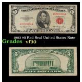 1963 $5 Red Seal United States Note Grades vf++