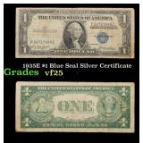1935E $1 Blue Seal Silver Certificate Grades vf+