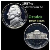1987-s Proof Jefferson Nickel 5c Grades GEM++ Proo