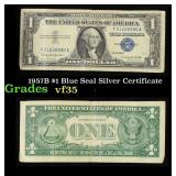 1957B $1 Blue Seal Silver Certificate Grades vf++