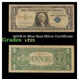 1957B $1 Blue Seal Silver Certificate Grades vf+