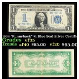 1934 $1 Blue Seal Silver Certificate Grades vf++