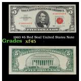 1963 $5 Red Seal United States Note Grades xf+