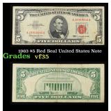 1963 $5 Red Seal United States Note Grades vf++