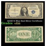1935D $1 Blue Seal Silver Certificate Grades vf+