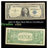 1957 $1 Blue Seal Silver Certificate Grades vf+