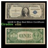 1935E $1 Blue Seal Silver Certificate Grades vf++