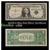 1957B $1 Blue Seal Silver Certificate Grades vf++