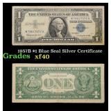 1957B $1 Blue Seal Silver Certificate Grades xf