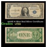 1935E $1 Blue Seal Silver Certificate Grades vf++