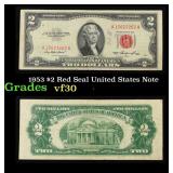 1953 $2 Red Seal United States Note Grades vf++