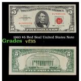 1963 $5 Red Seal United States Note Grades vf++