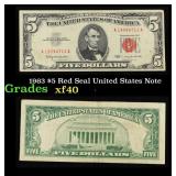 1963 $5 Red Seal United States Note Grades xf