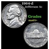 1964-d Jefferson Nickel 5c Grades GEM+ Unc
