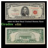 1963 $5 Red Seal United States Note Grades vf++