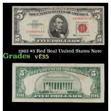 1963 $5 Red Seal United States Note Grades vf++
