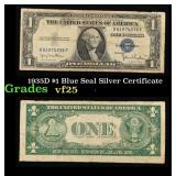1935D $1 Blue Seal Silver Certificate Grades vf+