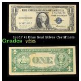 1935F $1 Blue Seal Silver Certificate Grades vf++