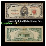 1963 $5 Red Seal United States Note Grades vf++
