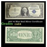1957 $1 Blue Seal Silver Certificate Grades Choice