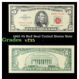 1963 $5 Red Seal United States Note Grades vf++