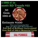 BU Shotgun Lincoln 1c roll, 1981-d 50 pcs Bank Wra