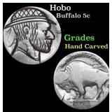 Hobo Buffalo Nickel 5c Grades Hand Carved