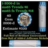 BU Shotgun Jefferson 5c roll, 2006-d 40 pcs Bank $