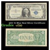 1957 $1 Blue Seal Silver Certificate Grades vf++
