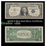 1957B $1 Blue Seal Silver Certificate Grades vf+