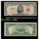 1953C $5 Red Seal United States Note Grades vf++