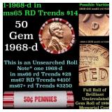 BU Shotgun Lincoln 1c roll, 1968-d 50 pcs Bank Wra