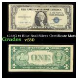 1935G No Motto $1 Blue Seal Silver Certificate Gra