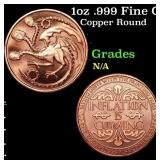 1oz .999 Fine Copper Bullion Round - Inflation Is