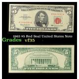 1963 $5 Red Seal United States Note Grades vf++