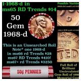 BU Shotgun Lincoln 1c roll, 1968-d 50 pcs Bank Wra