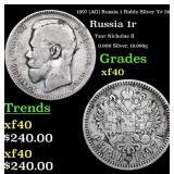 1897 (AG) Russia 1 Ruble Silver Y# 59.3 Grades xf