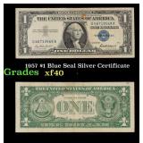 1957 $1 Blue Seal Silver Certificate Grades xf