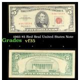 1963 $5 Red Seal United States Note Grades vf++