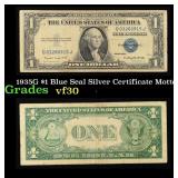1935G No Motto $1 Blue Seal Silver Certificate Gra