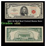 1963 $5 Red Seal United States Note Grades vf++