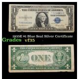 1935E $1 Blue Seal Silver Certificate Grades vf++