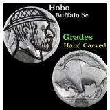 Hobo Buffalo Nickel 5c Grades Hand Carved